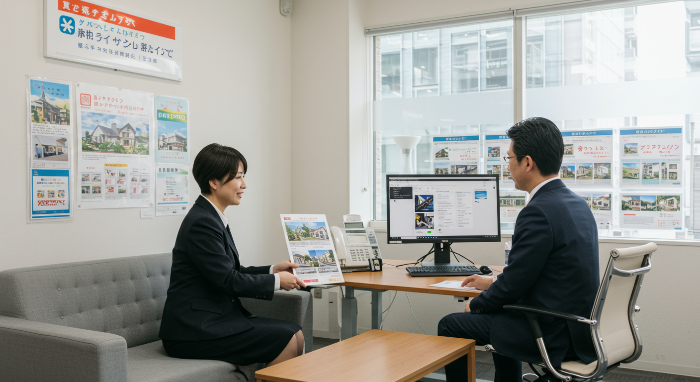 芝大門エリアの不動産業者と物件紹介の様子