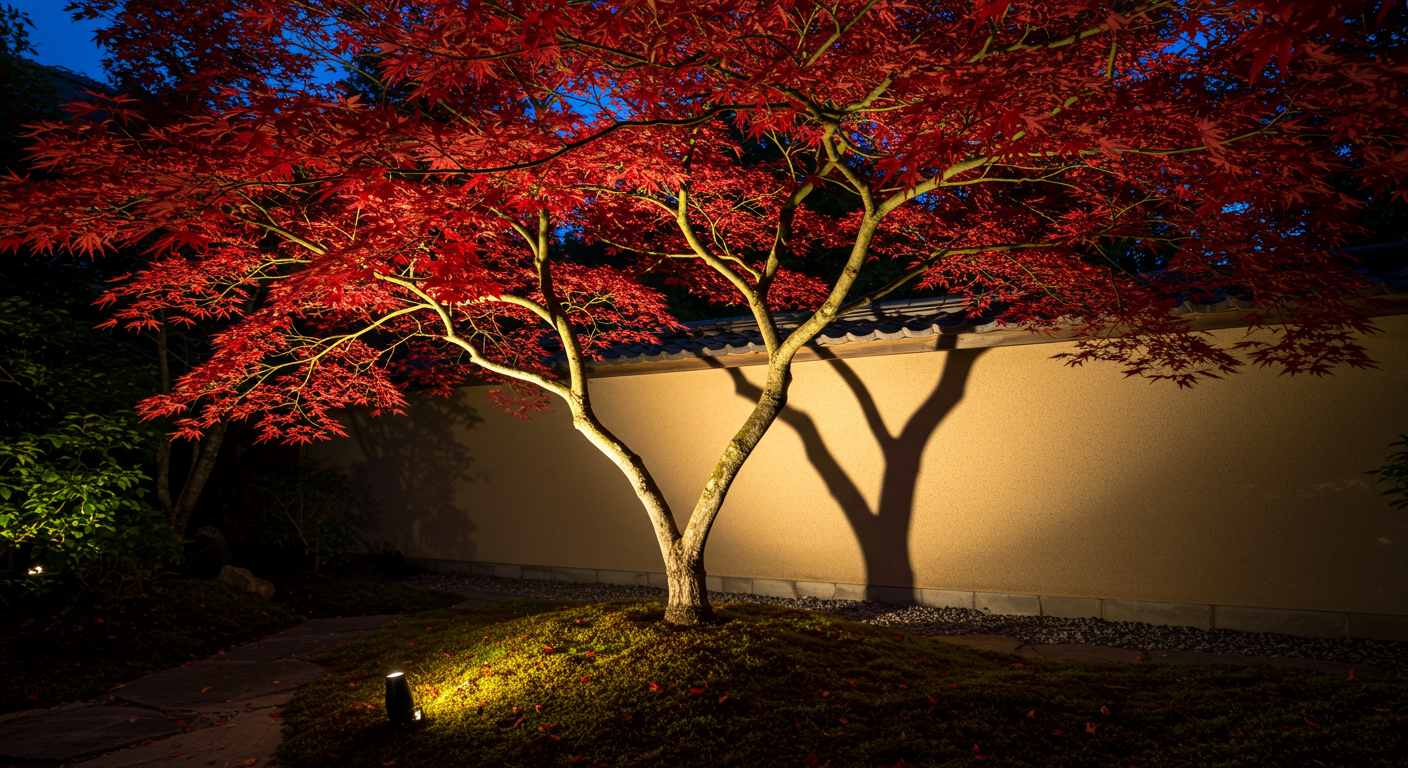 シンボルツリーのアップライティング効果