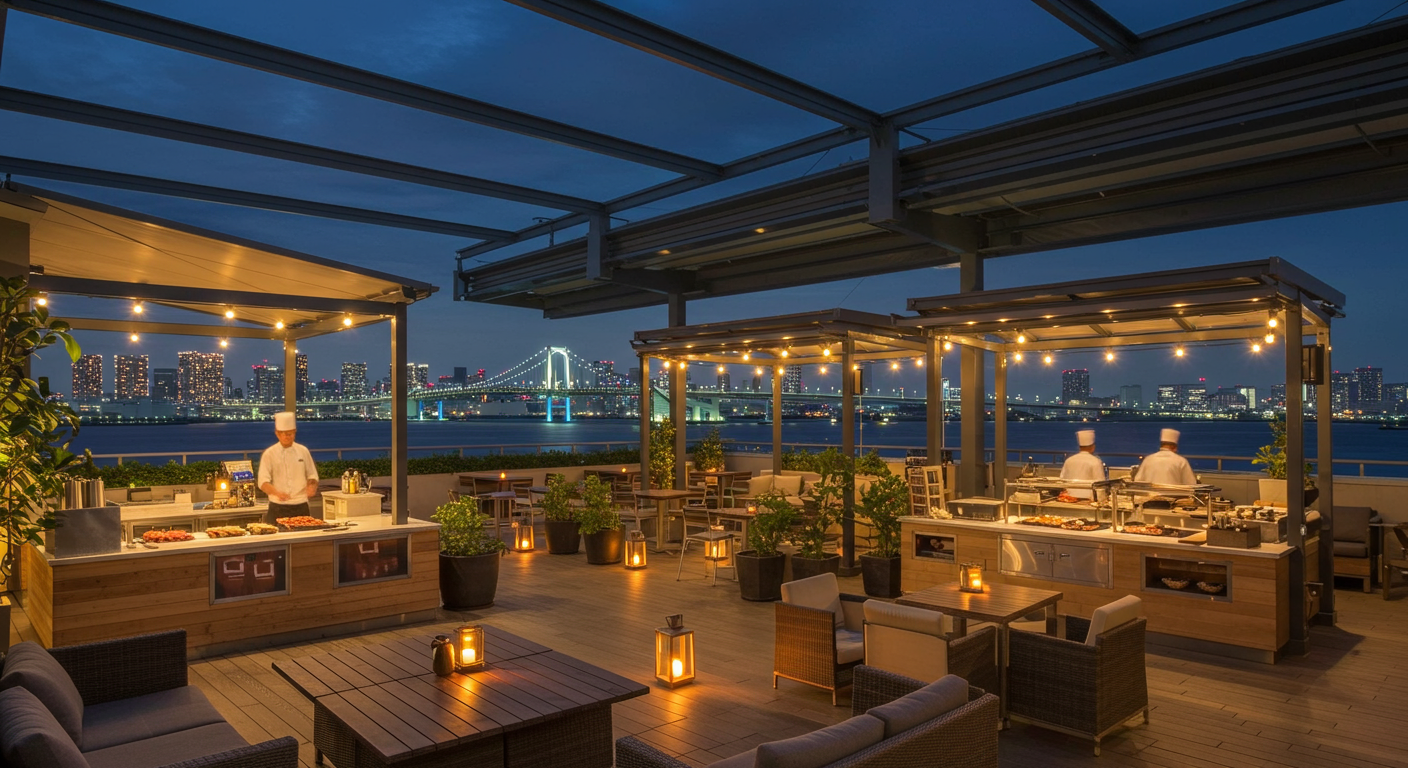 デックス東京ビーチのBBQ PLAY GROUNDの夜景