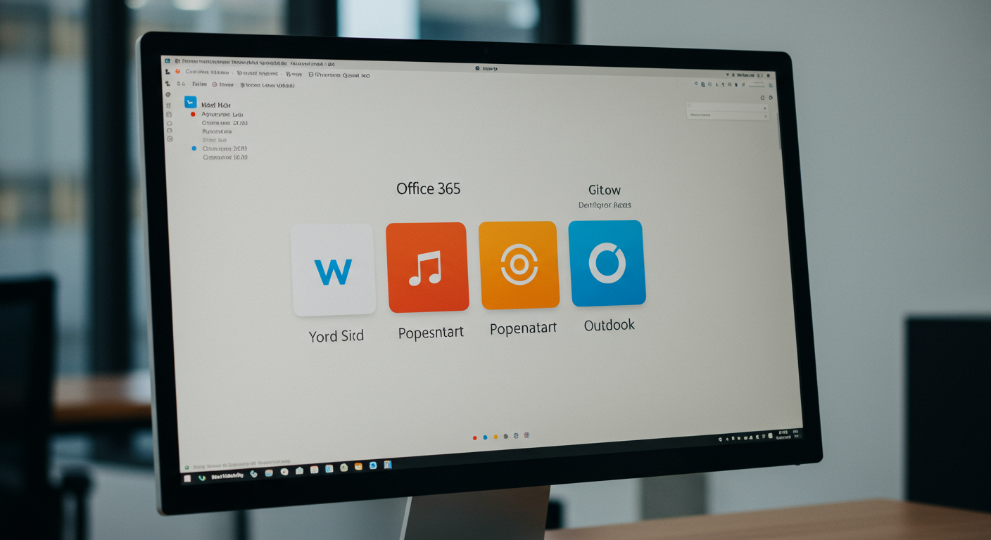 Office 365の主要アプリケーションが表示されたパソコン画面