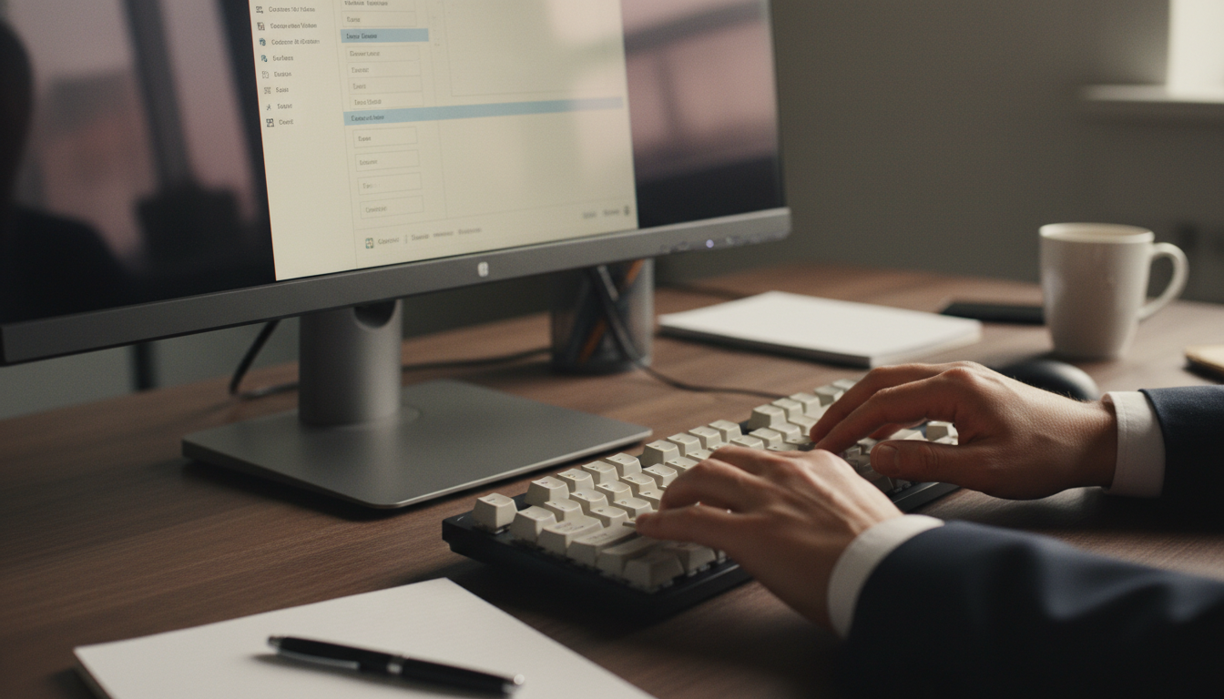 Officeリボンのカスタマイズ設定画面を操作する様子