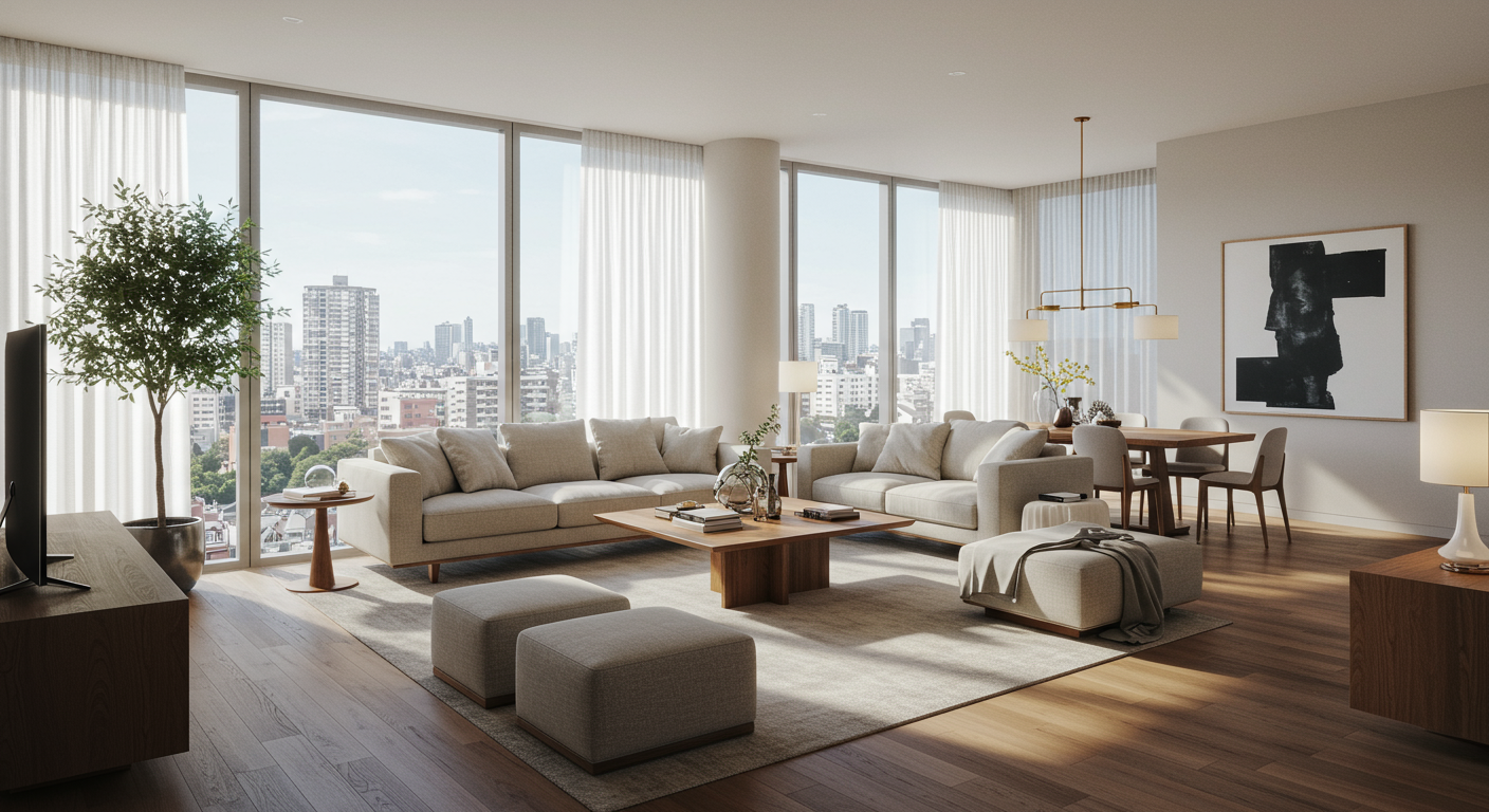麻布十番の高級賃貸マンションの洗練されたインテリア