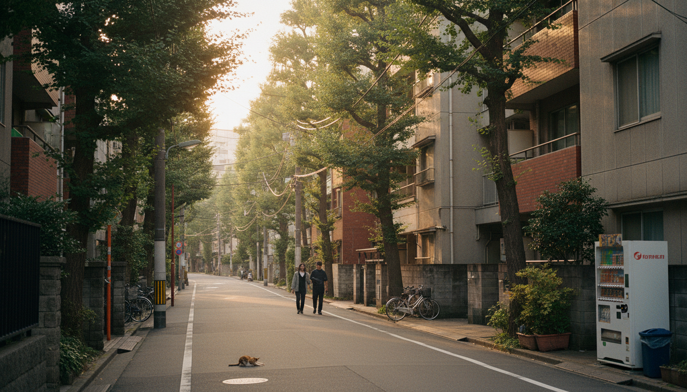 築地エリアの安全な住宅街の雰囲気