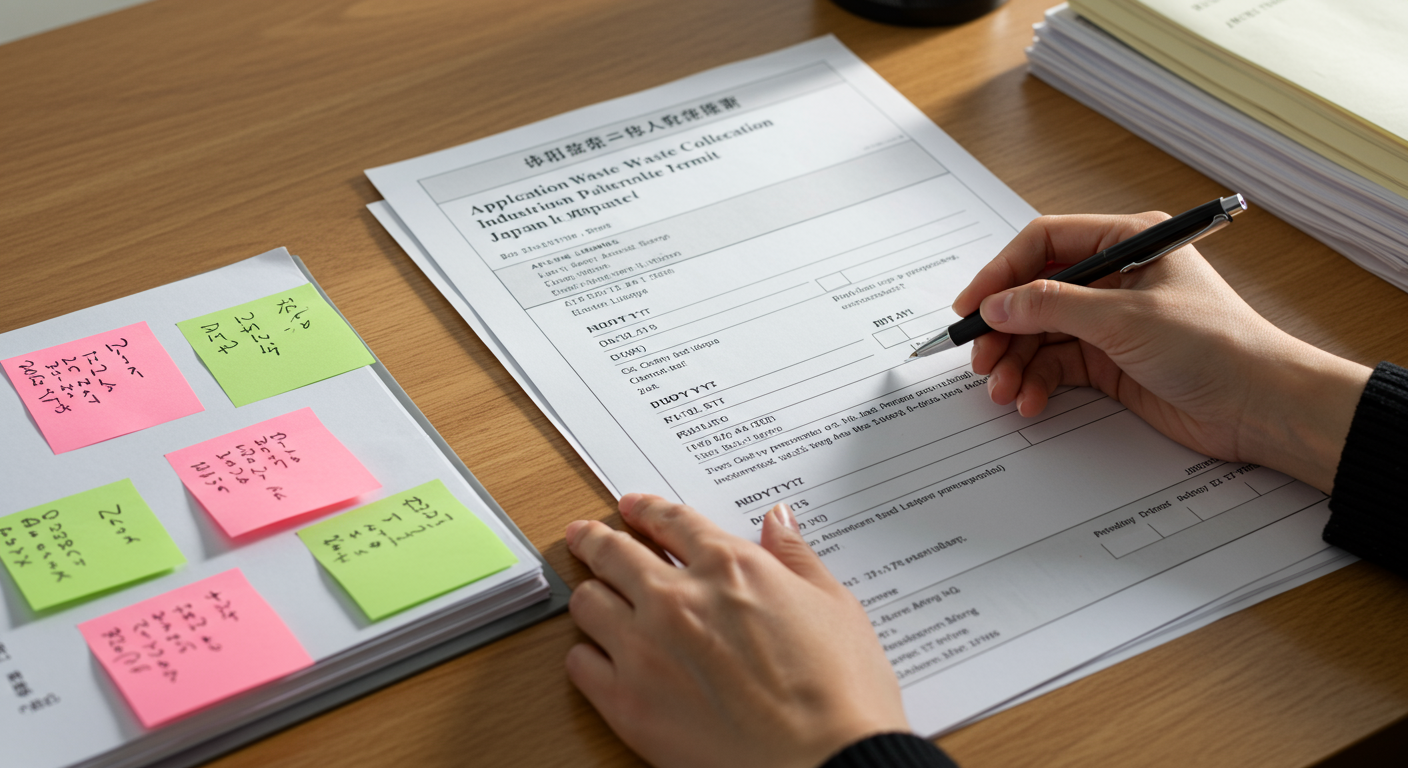 産業廃棄物収集運搬業許可申請書類と確認作業