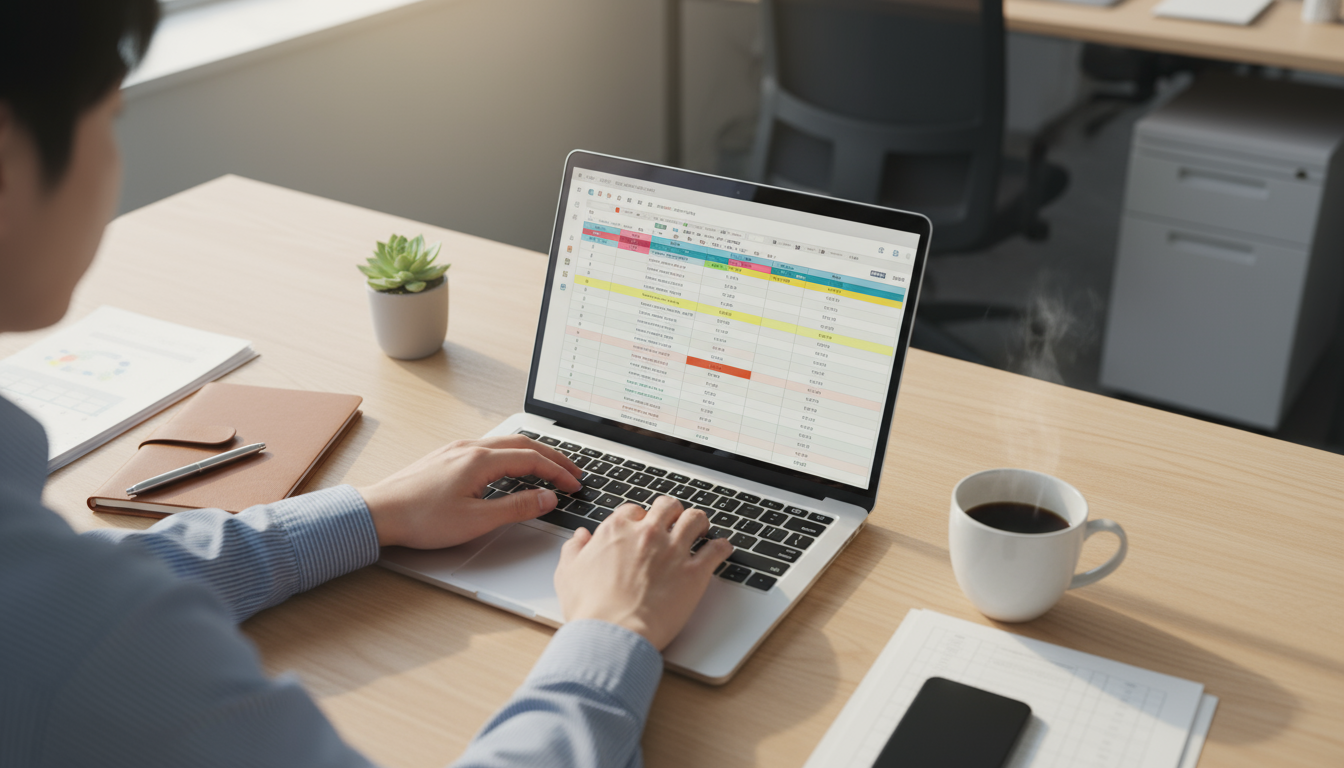 Excelテンプレートの数式設定と書式カスタマイズ画面