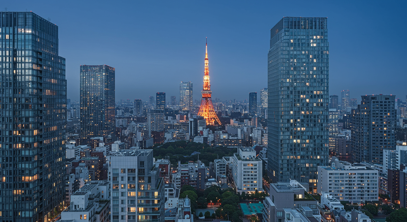 港区の高層マンションと周辺の都市景観