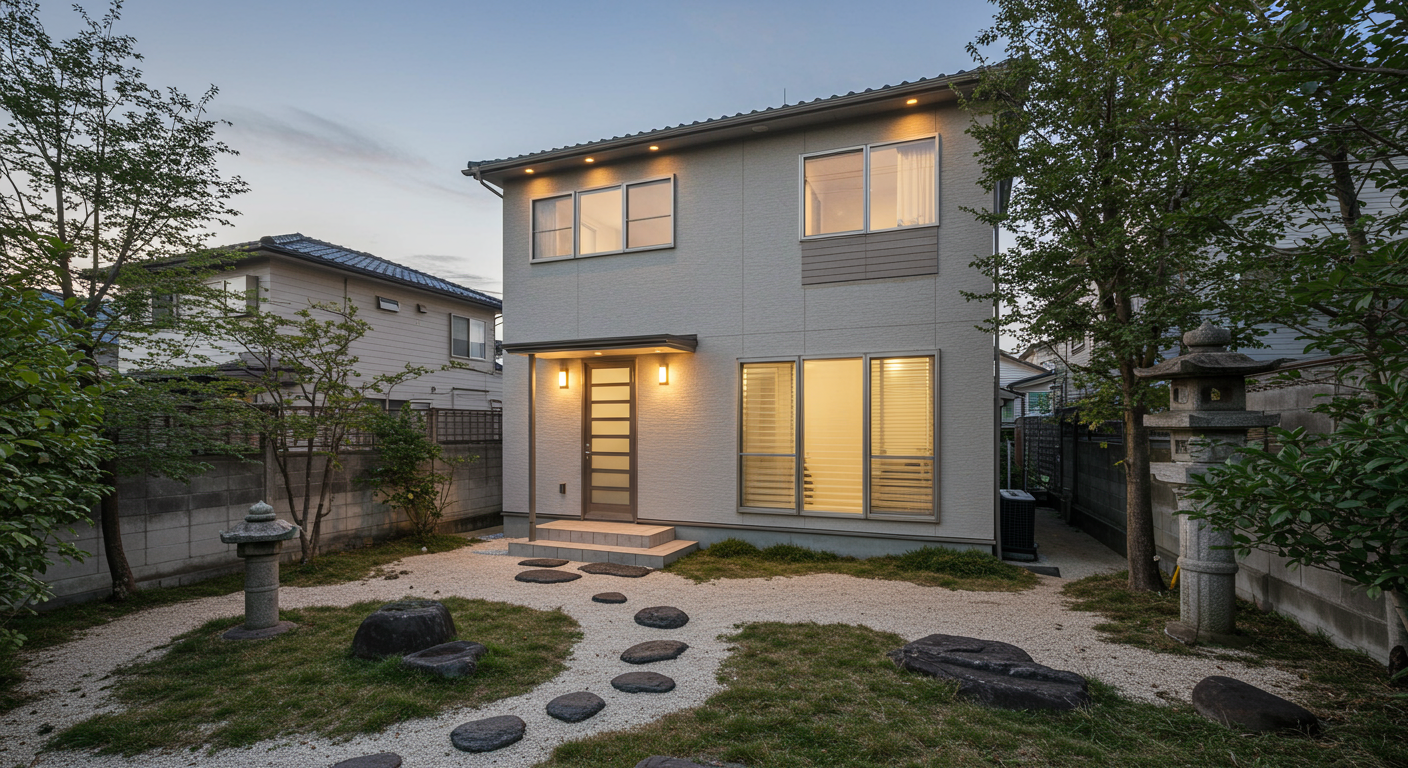 郊外の広々とした一戸建て住宅と緑豊かな環境