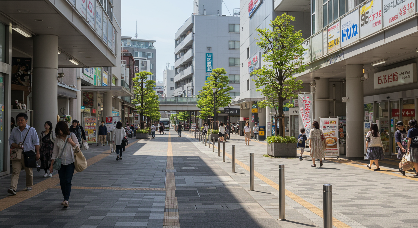 郊外の駅前エリアの風景と生活感