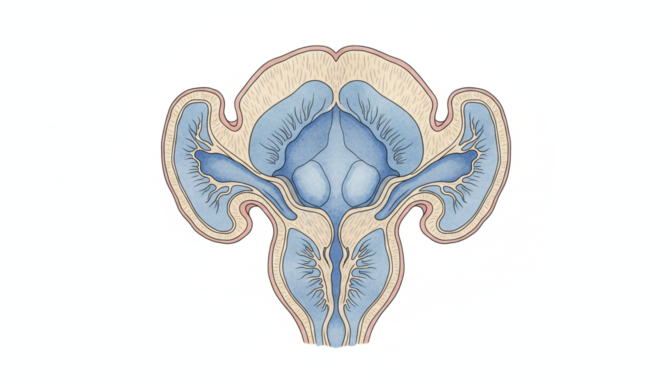 前立腺の構造と男性ホルモンの影響を示す医学的イラスト