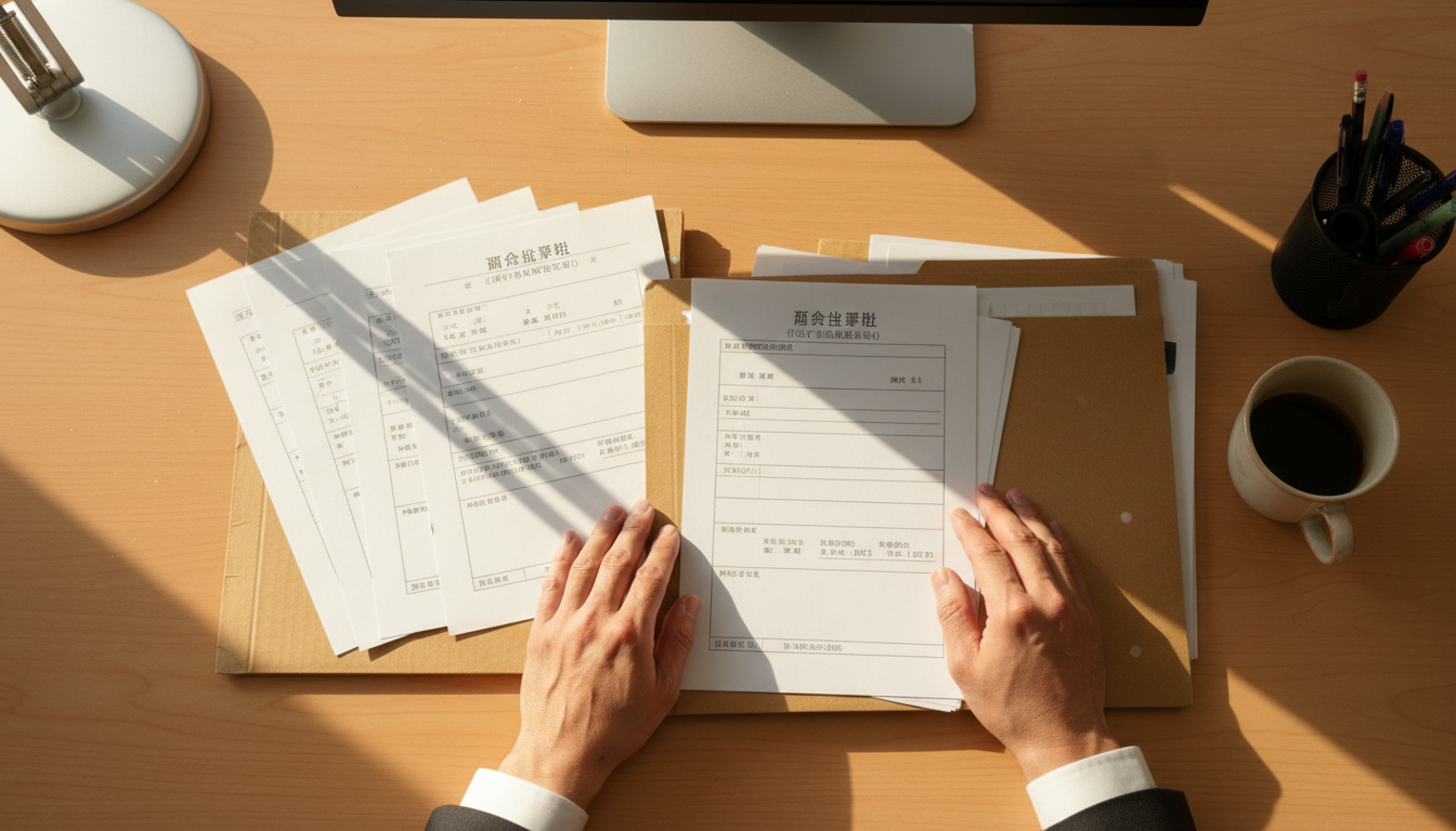 特殊車両通行許可申請書類の整理作業