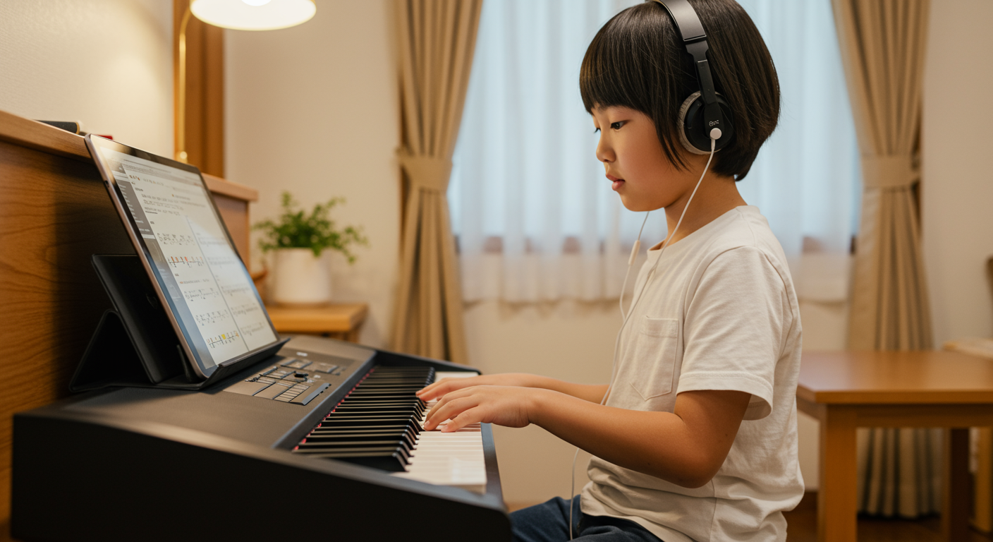 オンラインで練習する子ども