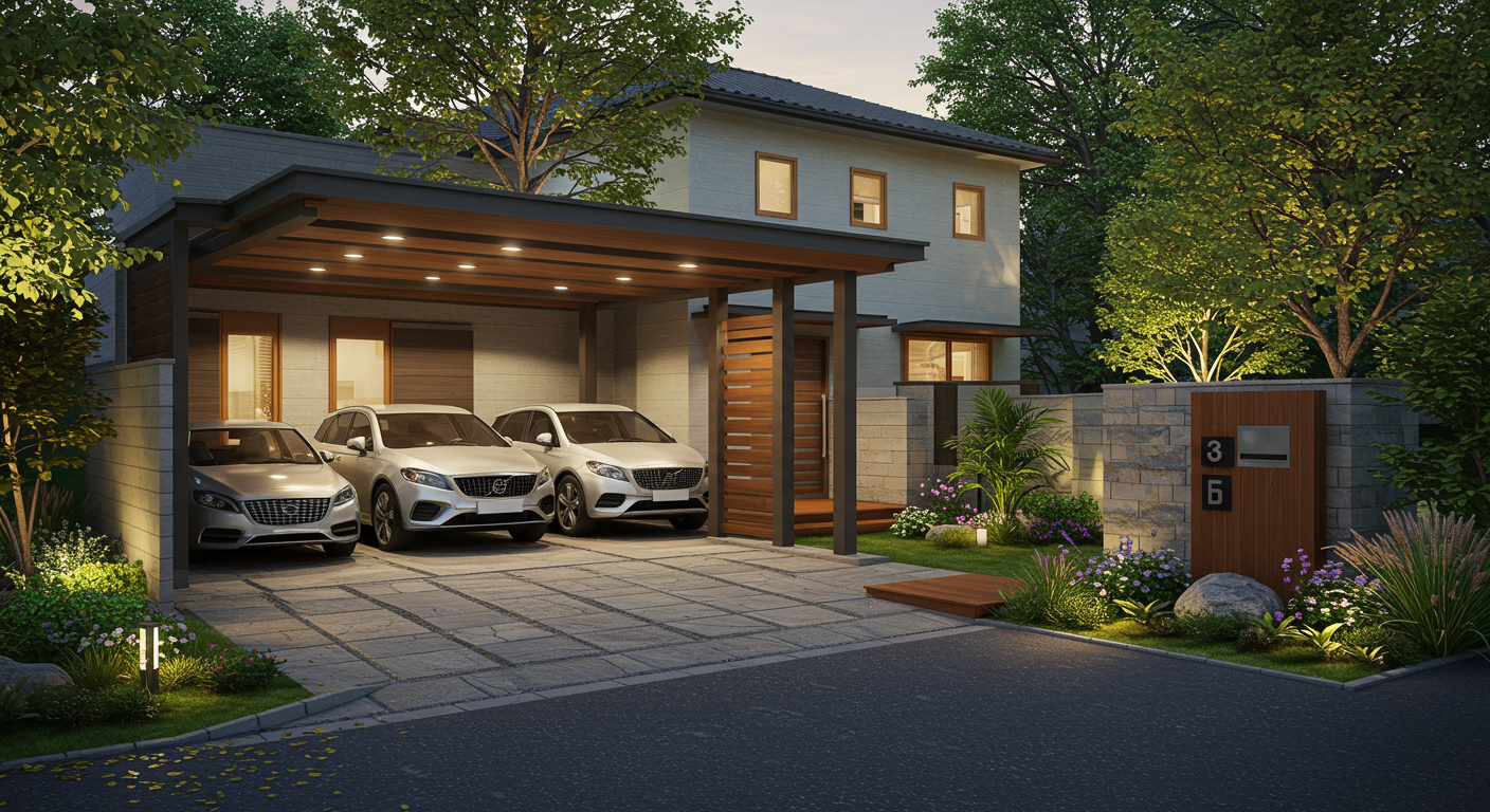 300万円以上で実現できる高級感のある外構プランのイメージ