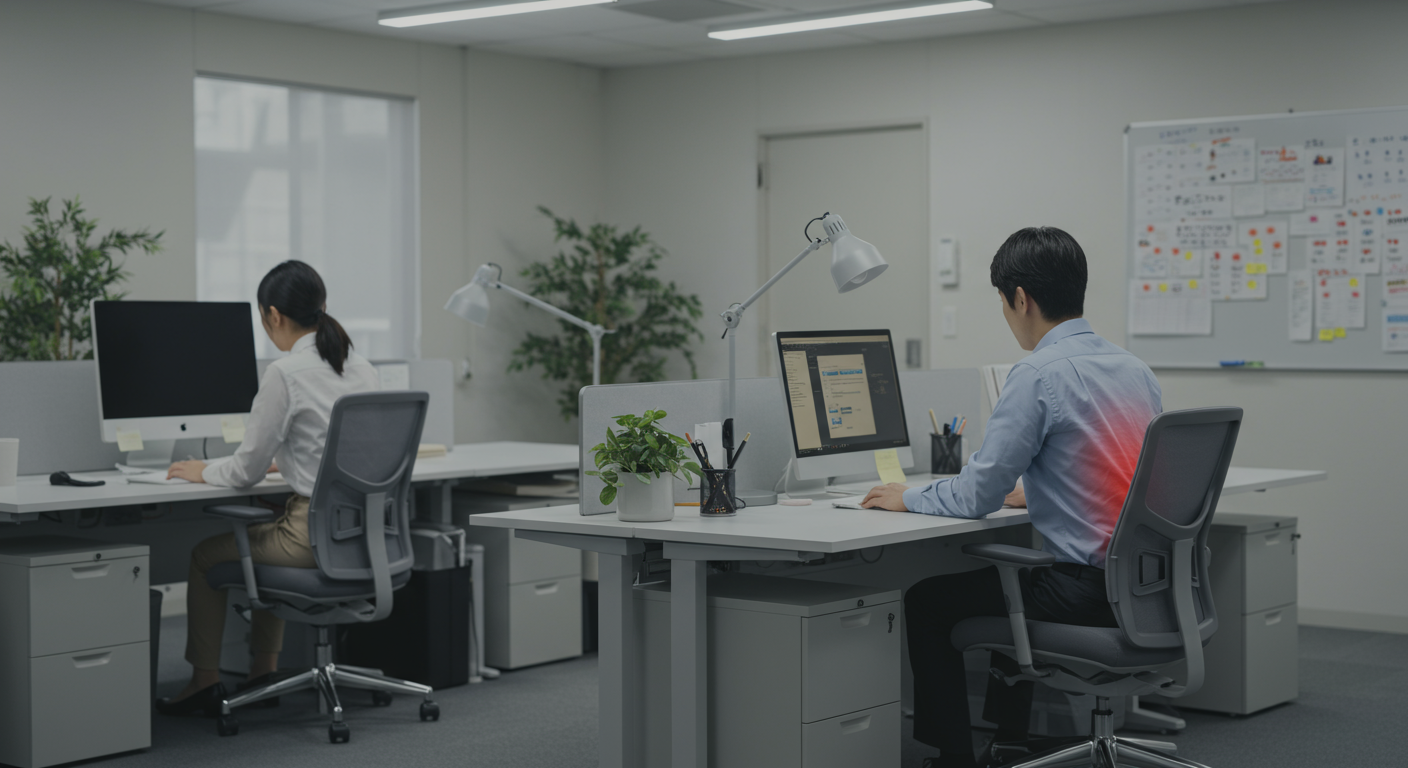 職場での腰痛による生産性低下の様子