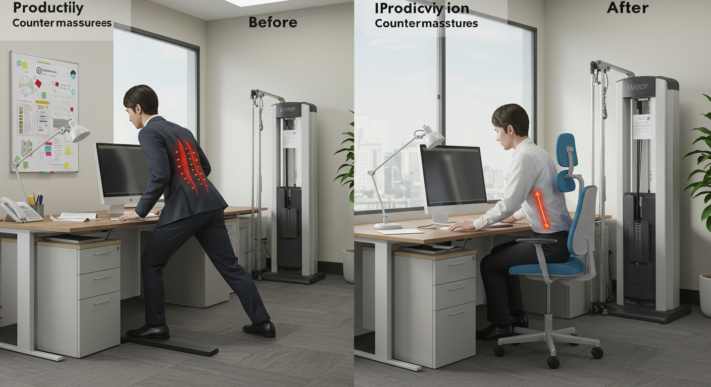 腰痛対策による生産性向上のグラフィカル表現