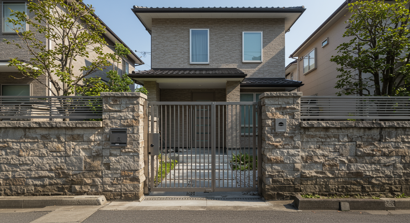 モダンなクローズ外構デザインの日本の住宅