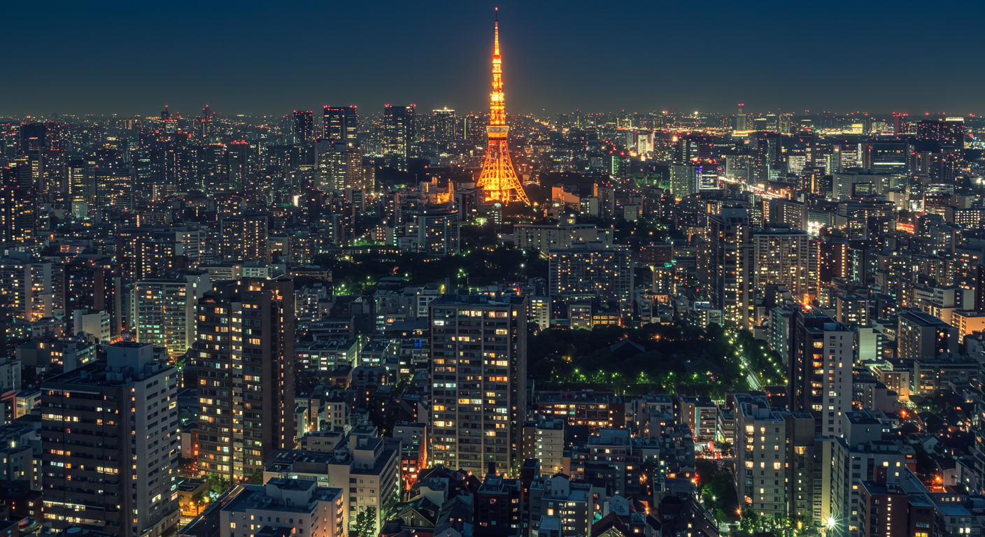 港区の夜景と高層マンション