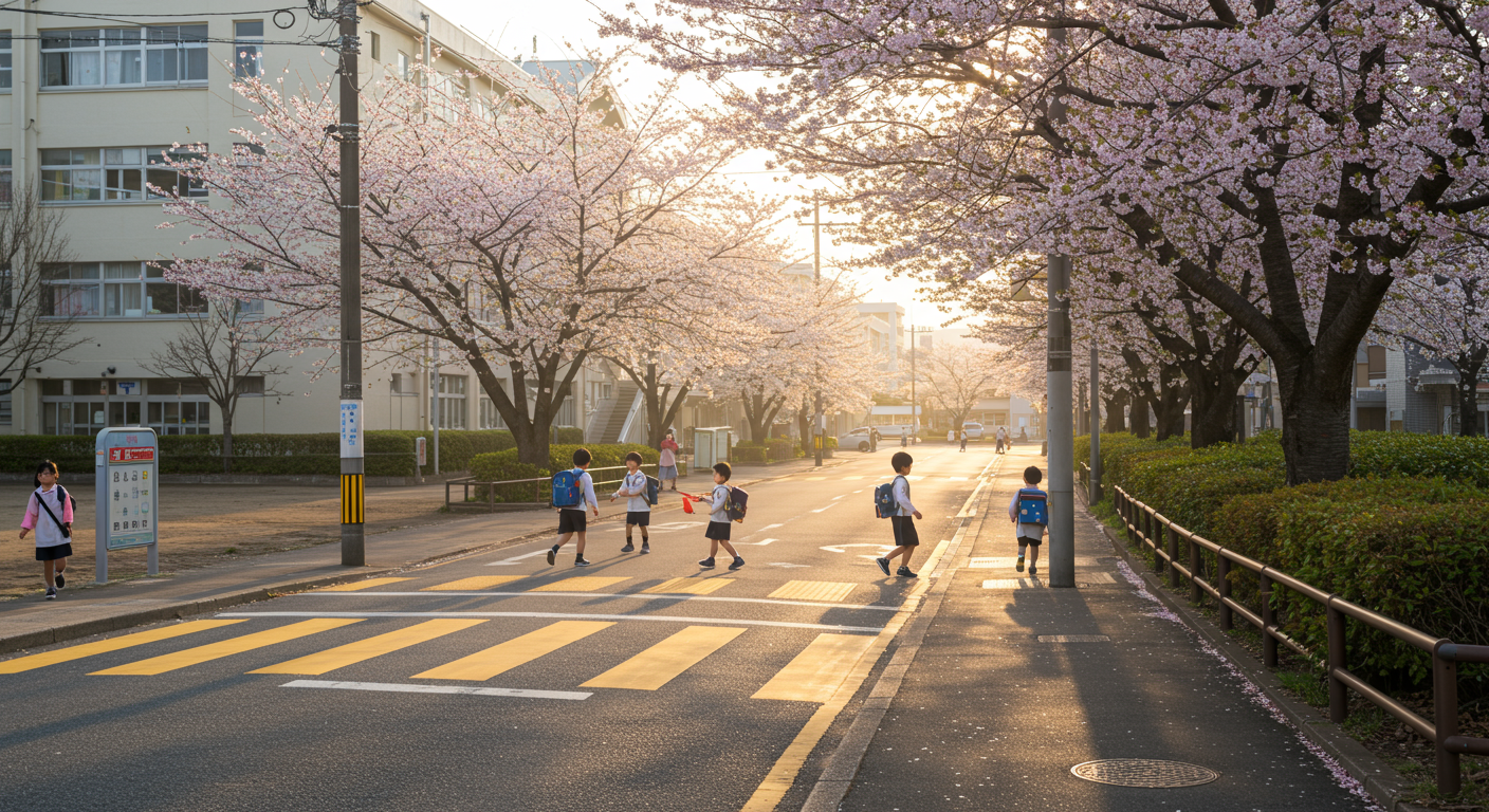 港区白金エリアの小学校と通学路の風景
