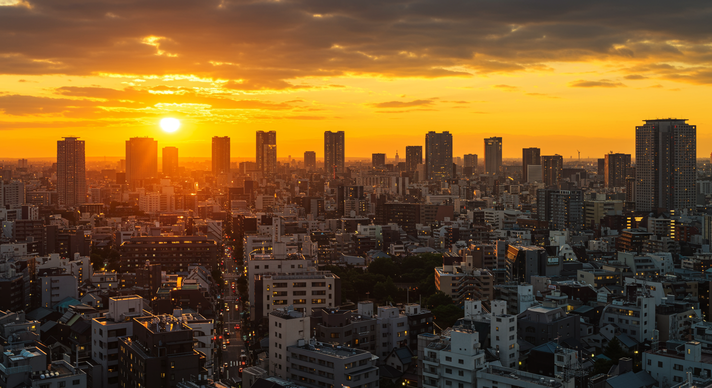 夕暮れ時の赤坂の美しい都市景観