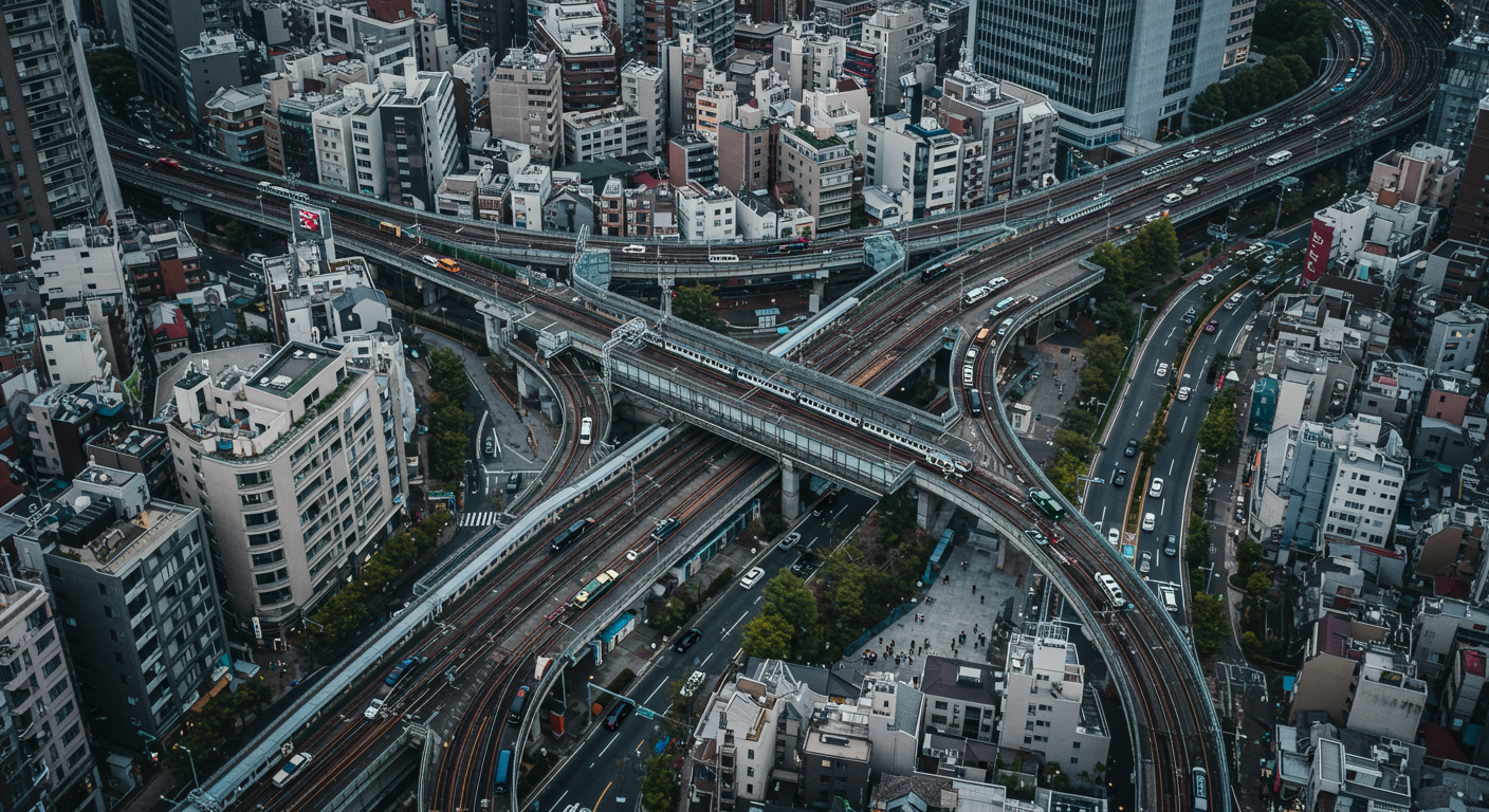 赤坂駅と周辺の交通ネットワークを示す風景