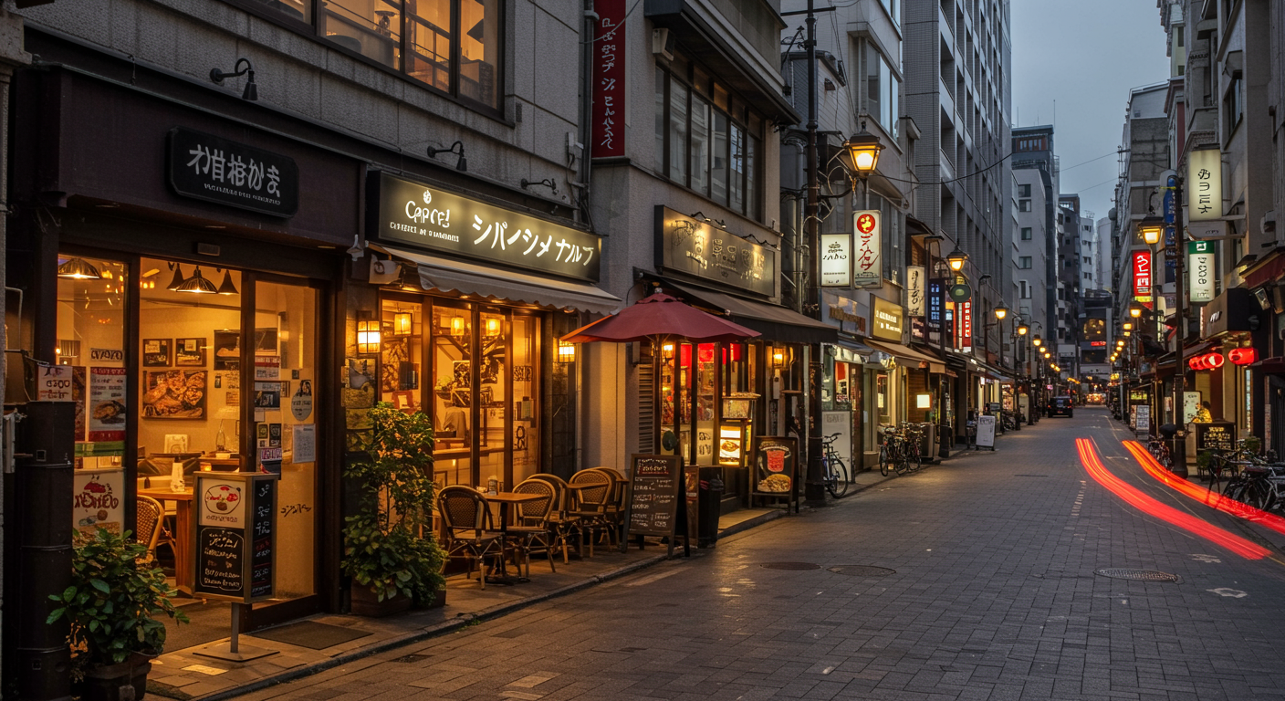 赤坂エリアの洗練された商業施設と飲食店が並ぶ通り