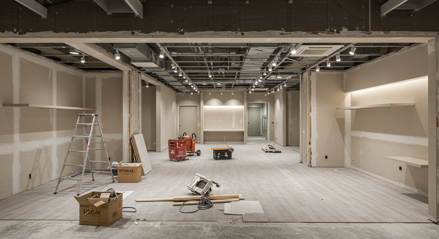 創業時の店舗改装工事の様子