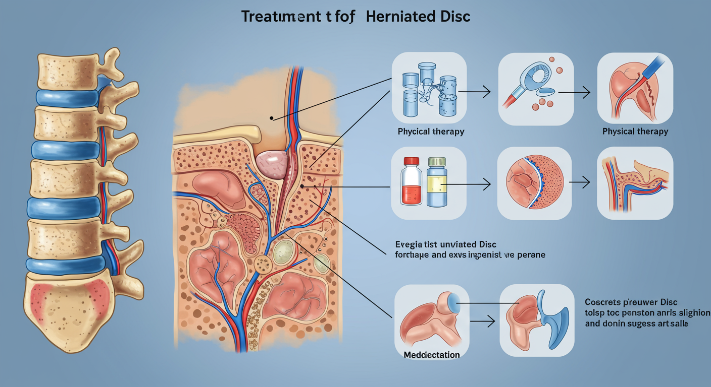 椎間板ヘルニアの治療法を示すイラスト