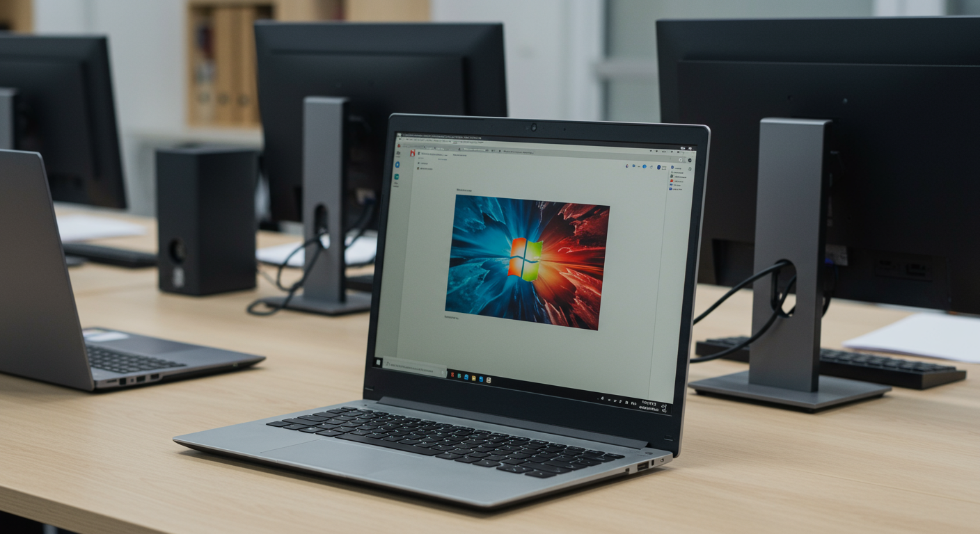デスクに並べられた複数のビジネスPC