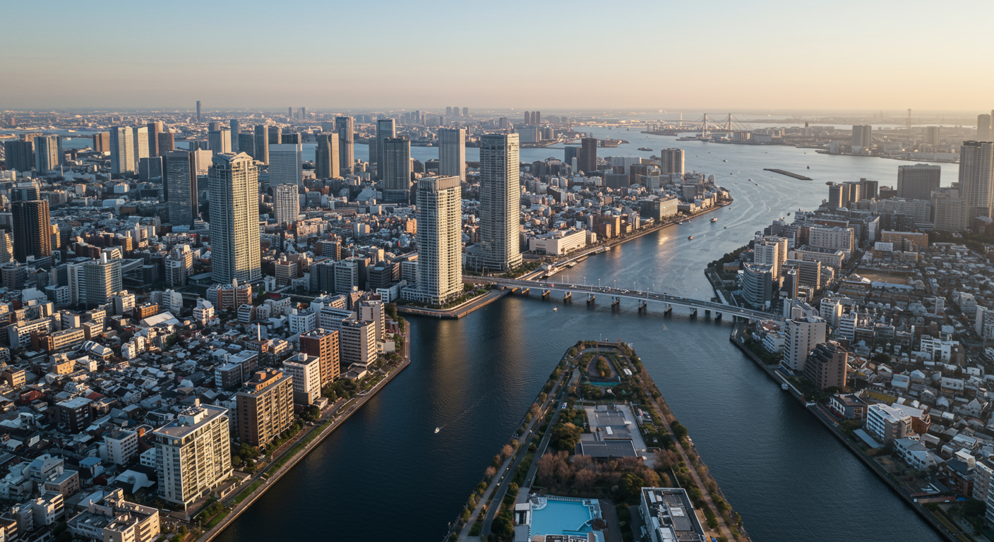 芝浦エリアの空撮風景
