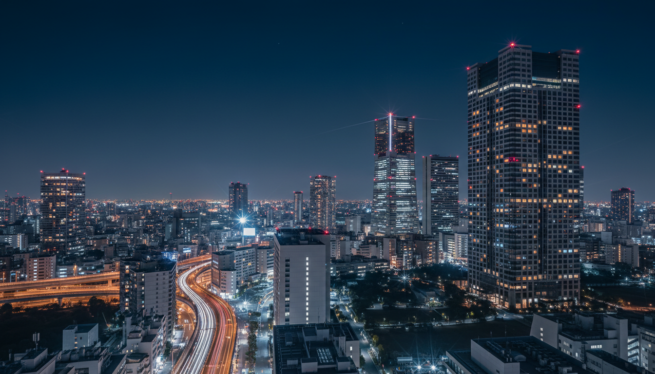 六本木の夜景と高層ビル街の風景