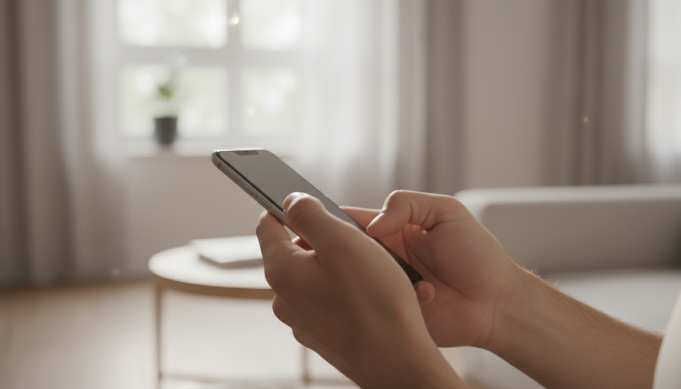 スマートフォンで物件検索をする様子