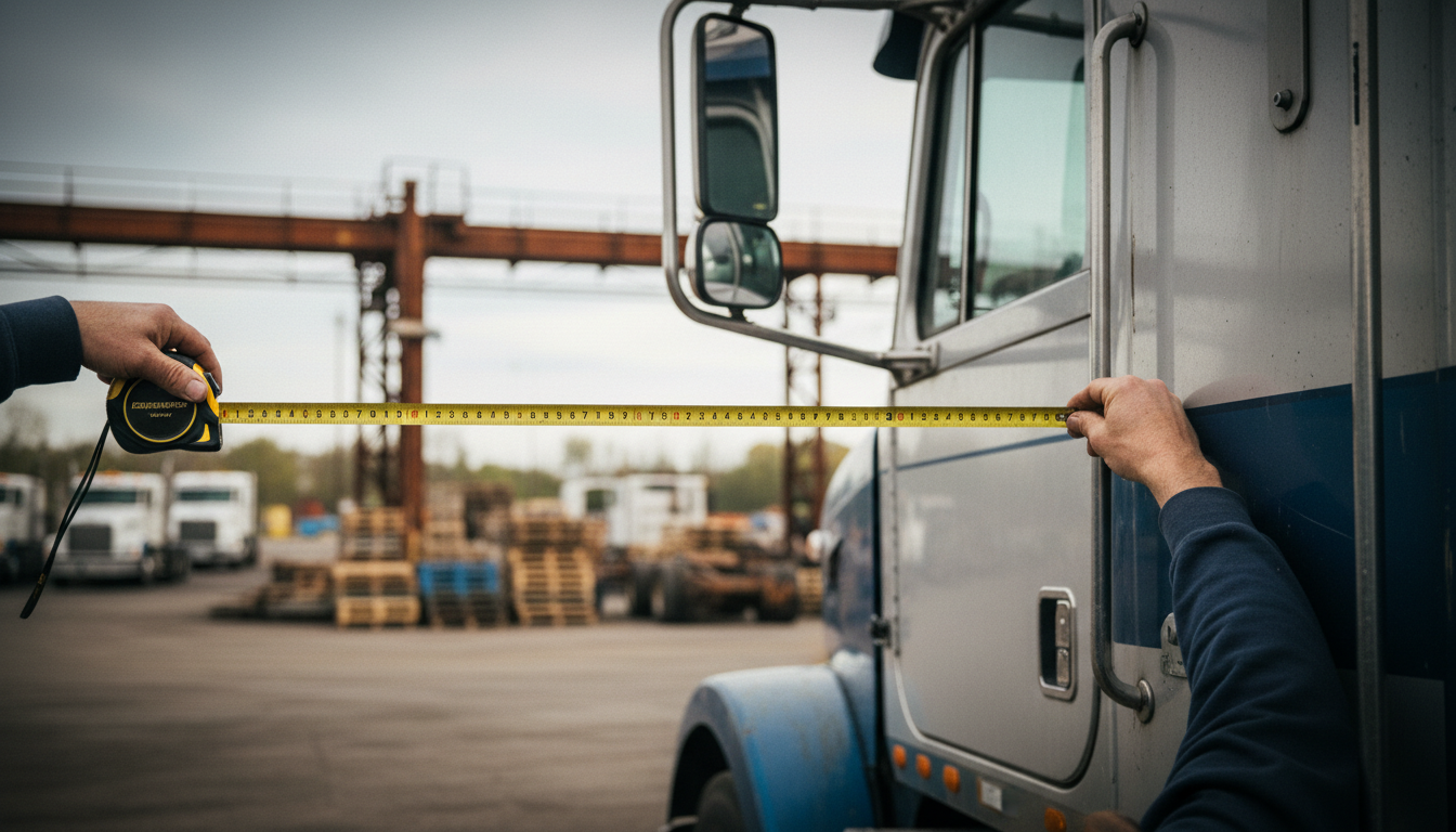 特殊車両の幅を測定する様子