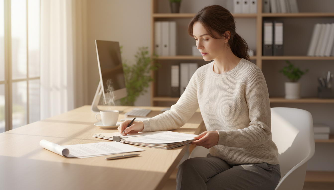 行政書士が書類を確認する様子