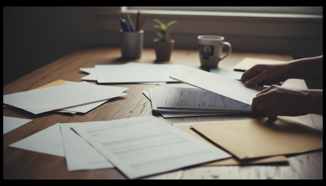 申請書類を準備する様子