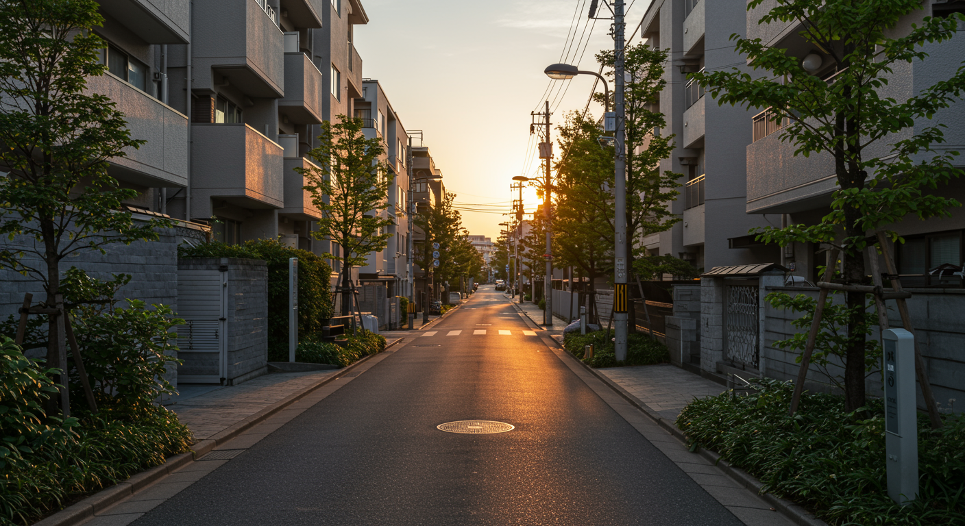 麻布狸穴町の閑静な住宅街の道