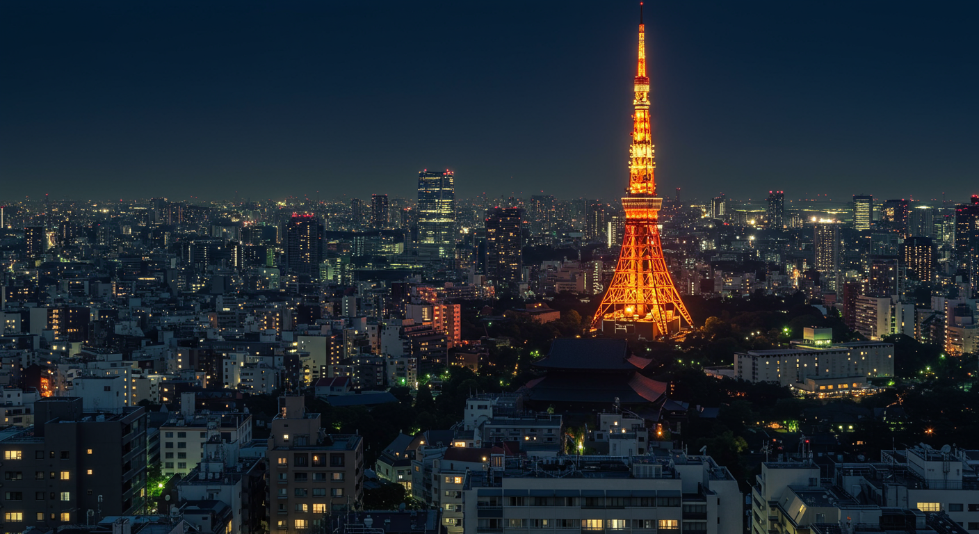 麻布狸穴町から見える東京タワーの夜景