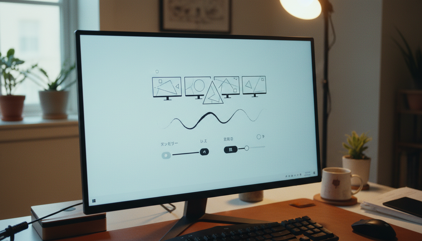 Windows 11 マルチモニター設定画面とディスプレイ配置の様子