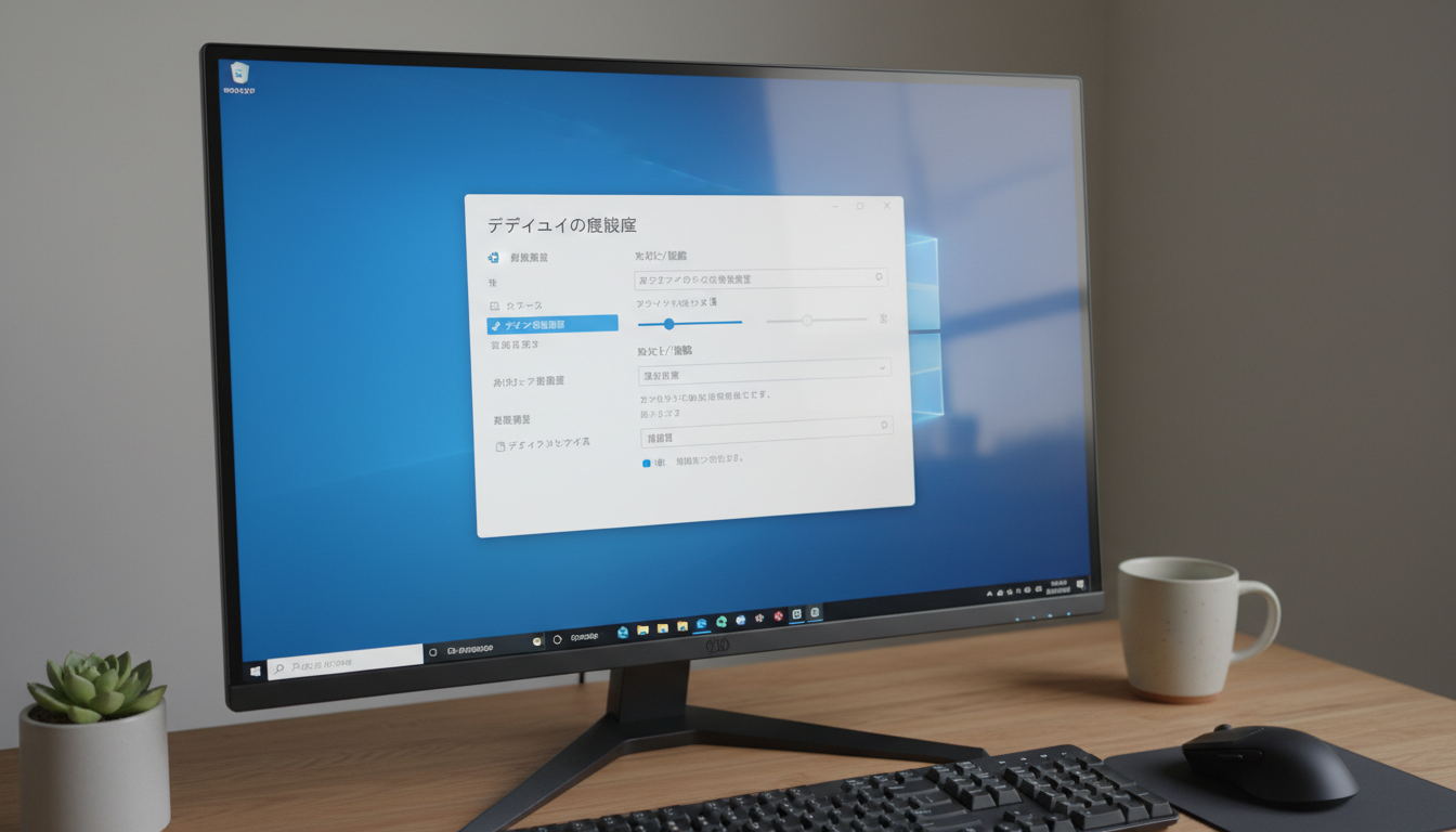 Windows 11でディスプレイ解像度とスケール設定を調整している画面