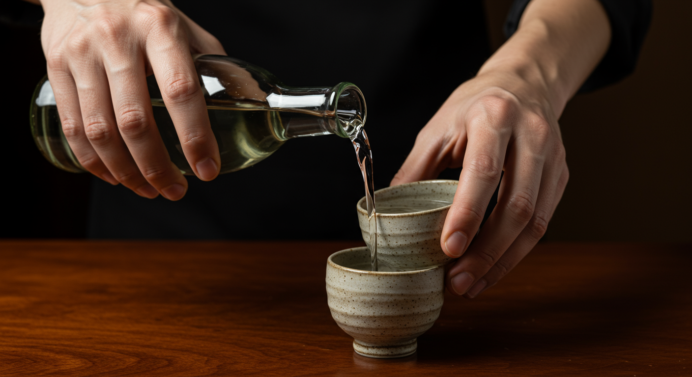 コンパニオンがドリンクを注ぐ洗練された手元