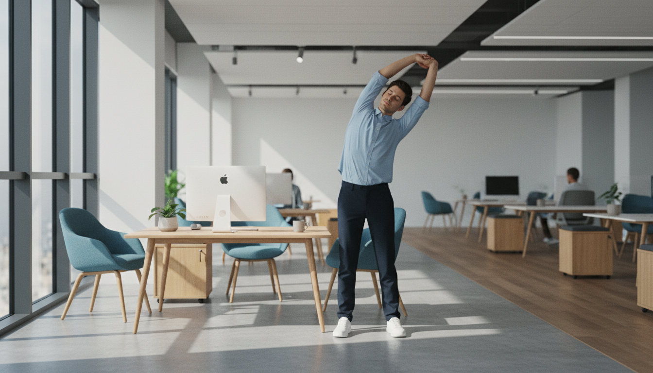 オフィスでデスクワーク中に立ち上がってストレッチする習慣