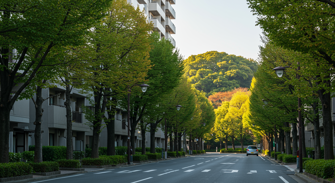 広尾の閑静な住宅街と緑豊かな公園
