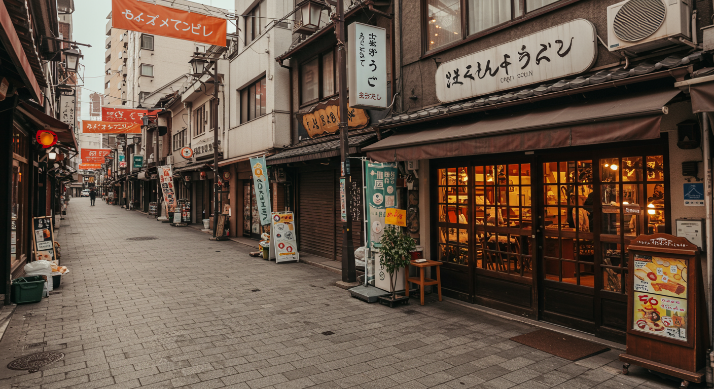 麻布十番の商店街でショッピングを楽しむ様子