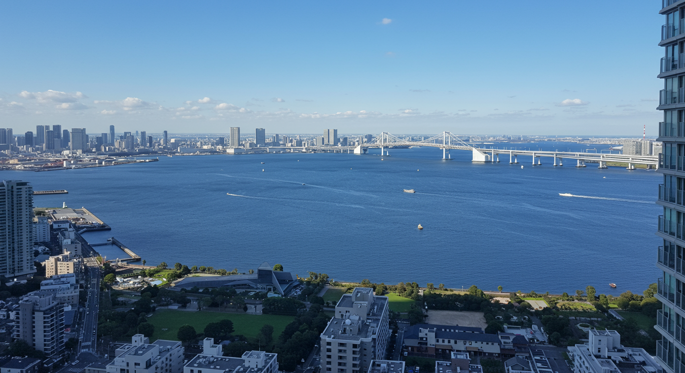 港区海岸エリアから見る東京湾の眺望