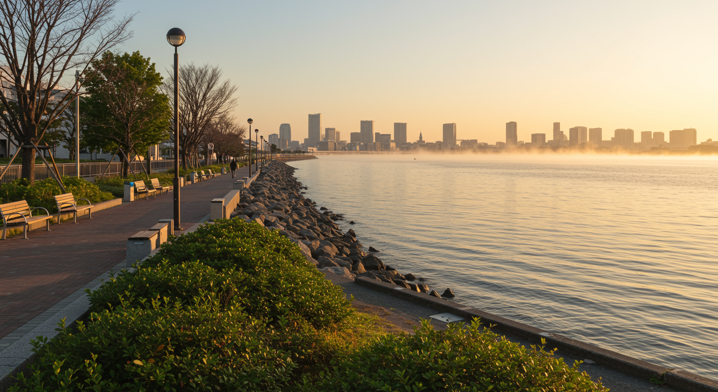 港区海岸エリアの朝の風景