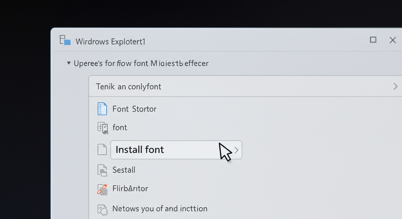 Windows 11でフォントファイルを右クリックしてインストールする様子