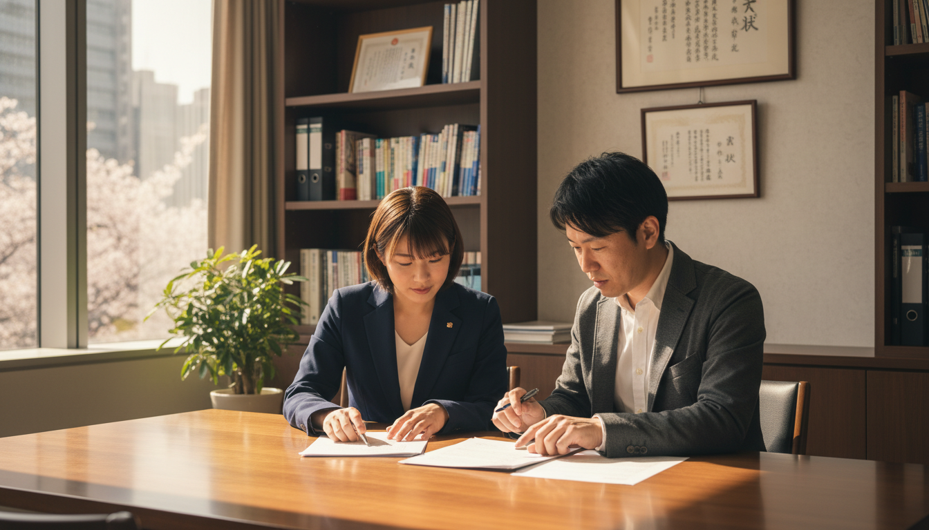 行政書士と相談する運送業経営者のイメージ