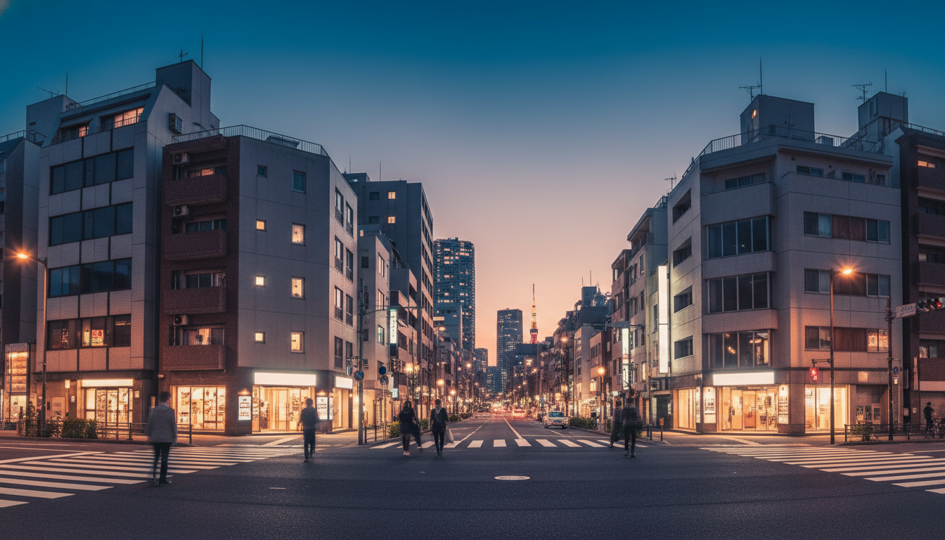 八丁堀エリアの街並みと商業施設