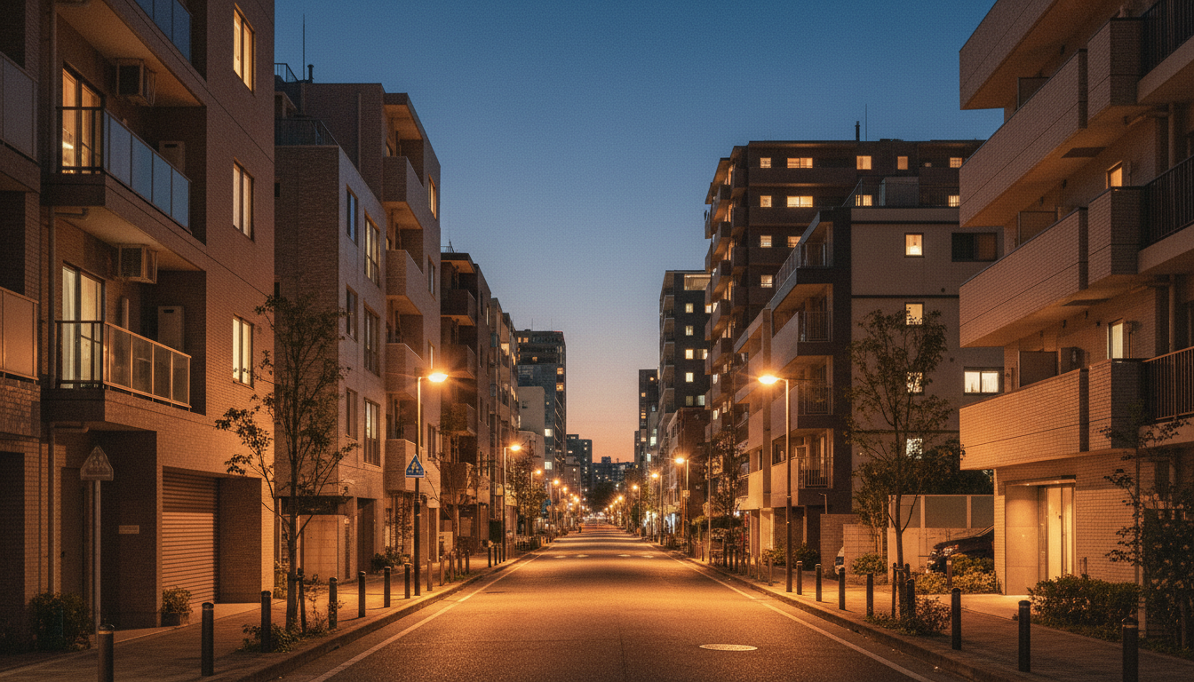 京橋エリアの住宅街の夜景