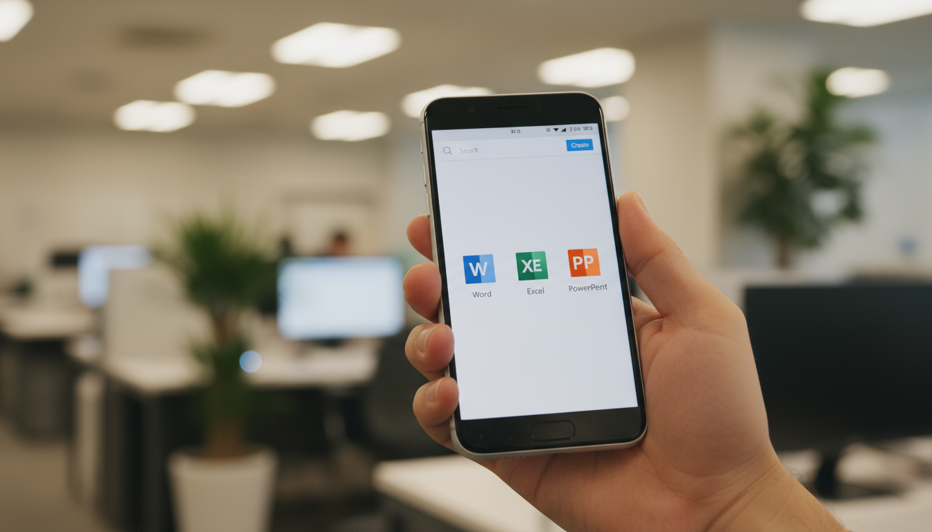 スマートフォンに表示されたOfficeアプリケーション画面