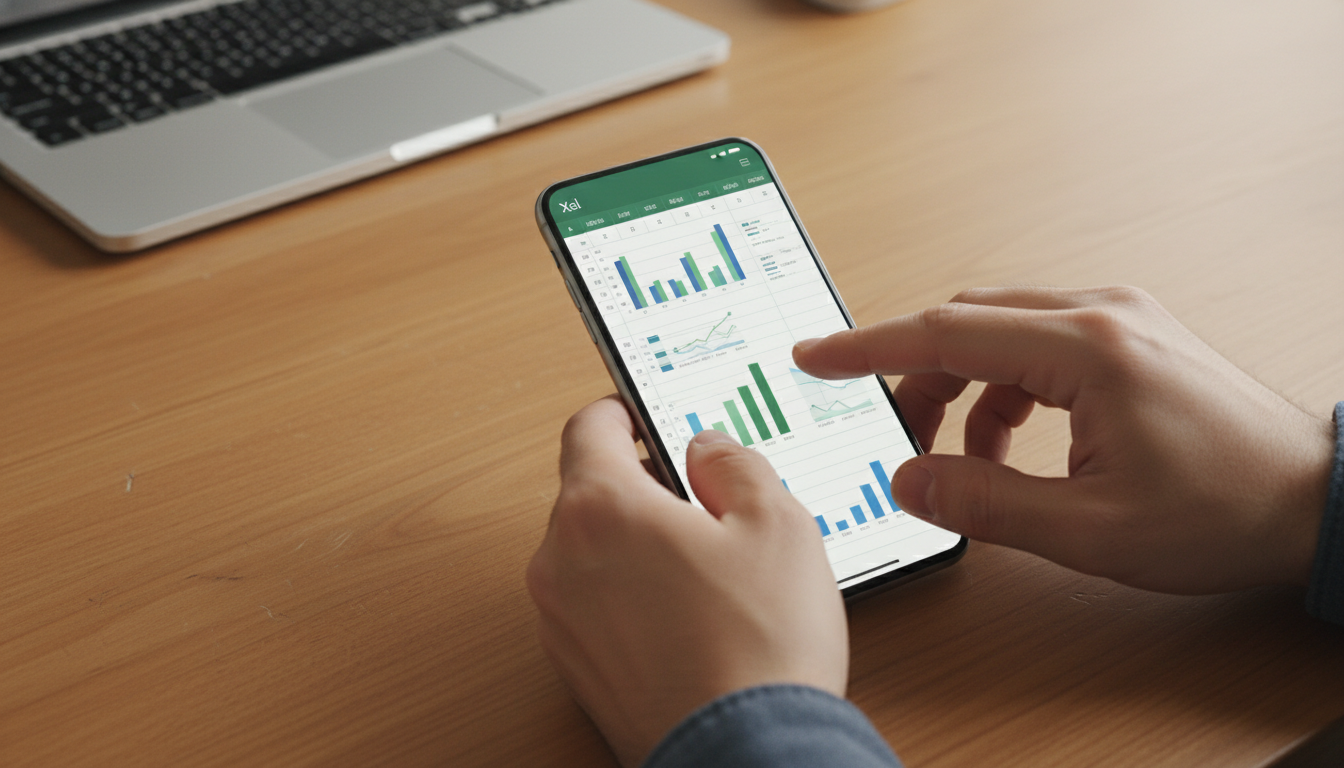スマートフォンでOfficeファイルを編集している様子