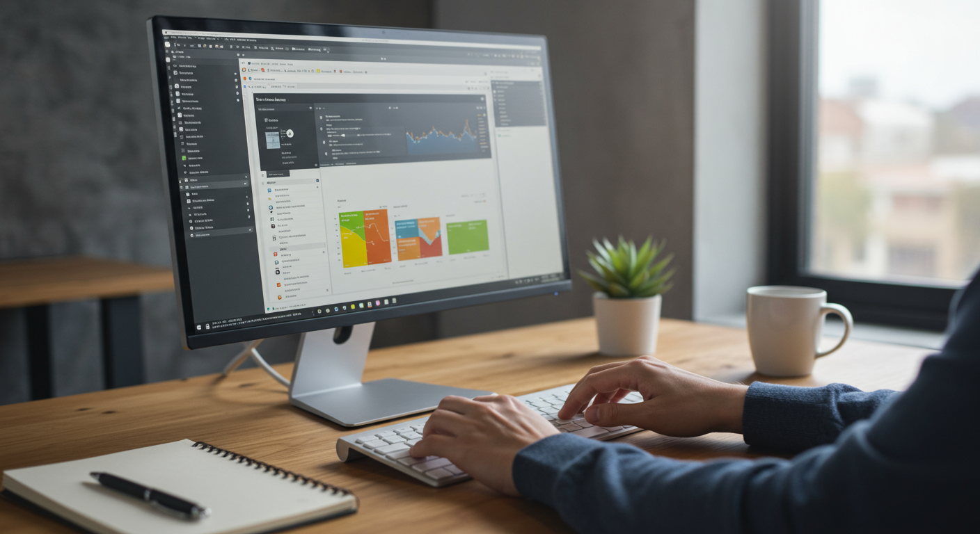 パソコンでOfficeソフトを使用している様子
